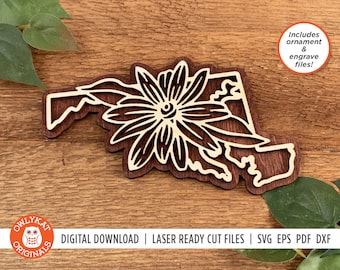 Susan dagli occhi neri del Maryland / Fiore dello Stato / Ornamento / Insegna / File SVG tagliato al laser / Download digitale