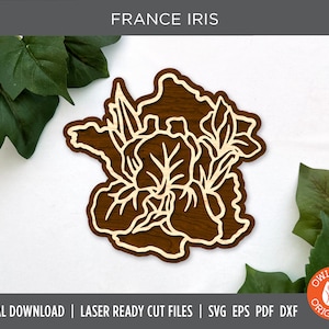 France Iris | France Wall Sign | France Ornament | France Laser Cut SVG | France Glowforge SVG | Flower SVG