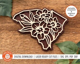 Yellow Jessamine | State Flower | Ornament | Sign | SVG Laser Cut File | Digital Download