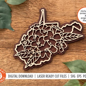 West Virginia Rhododendron SVG | Flower SVG | Laser Cut | West Virginia Ornament | West Virginia Cut File | Glowforge | Cricut | Silhouette