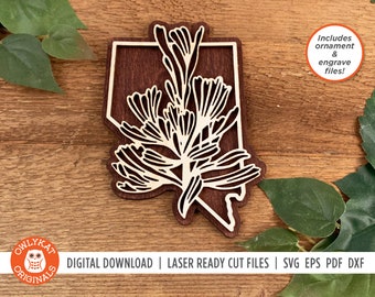 Nevada Sagebrush | State Flower | Ornament | Sign | SVG Laser Cut File | Digital Download