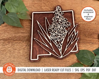 New Mexico Yucca Flower SVG: State Ornament Laser Cut File (Digital Download)