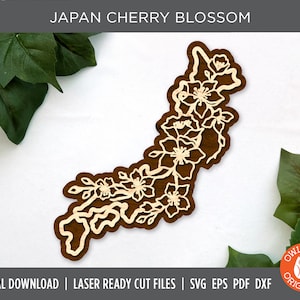 Fleur de cerisier du Japon | Plaque murale Japon | Ornement du Japon | Laser fleur de cerisier SVG | Japon Glowforge SVG | Fleur SVG | Lime de coupe japonaise