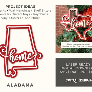 Alabama | Home | Ornament | Sign | Laser Cut | Digital File | SVG | Instant Download | Glowforge