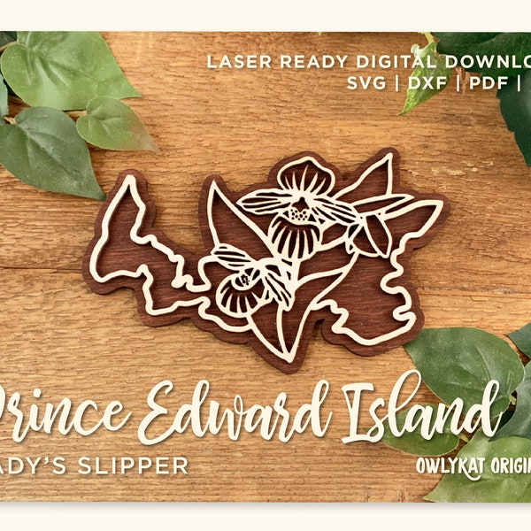 Prince Edward Island | Lady's Slipper | Canada | Province | Wall Sign | Laser Cut | Glowforge | Digital File | SVG | Instant Download