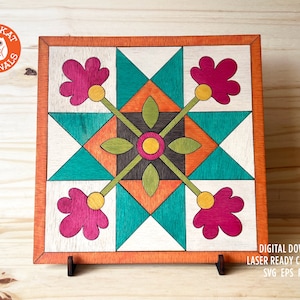 Schuur Quilt SVG | Primitief quiltvierkant | Quiltblok SVG | Geappliqueerde quiltblok Lasergesneden SVG | Laser-svg | Lasergesneden bestand | Gloedforge