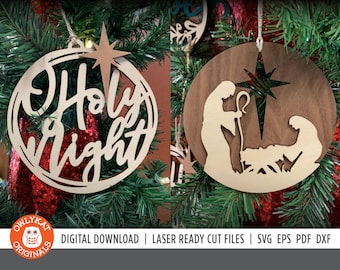 Nativity Ornament SVG: O Holy Night Laser Cut File (Digital Download)
