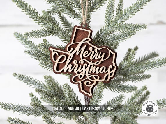 Texas Merry Christmas Ornament | Laser Cut File | SVG | Digital Download