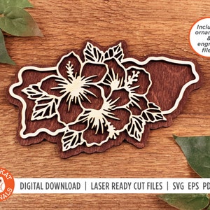 Puerto Rico Hibiscus SVG | Flower SVG | Laser Cut File | Puerto Rico Ornament | Puerto Rico Cut File | Glowforge | Cricut | Silhouette