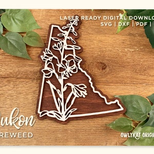 Yukon | Fireweed | Canada | Province | Wall Sign | Laser Cut | Glowforge | Digital File | SVG | Instant Download