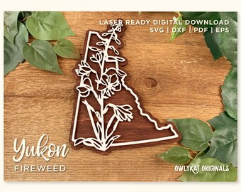 Yukon | Fireweed | Canada | Province | Wall Sign | Laser Cut | Glowforge | Digital File | SVG | Instant Download