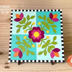 Barn Quilt svg | Floral Barn Quilt Square | Quilt Block svg | Appliqué Barn Quilt Laser Cut svg | Laser svg | Laser Cut File | Glowforge