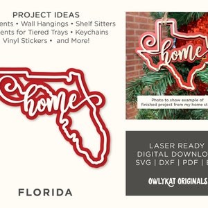 Florida | Start | Verzierung | Zeichen | Laser Schnitt | Digitale Datei | SVG | Sofortdownload | Glühschmiede