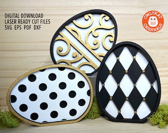 Easter Egg svg | Pattern Eggs svg | Shelf Sitter Eggs | Laser Cut File | Glowforge