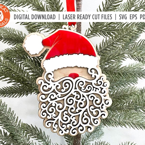 Santa Ornament svg | Christmas Ornament svg | Stocking Tag svg | Cute Santa svg | Laser Cut File | Glowforge | Cricut | Silhouette