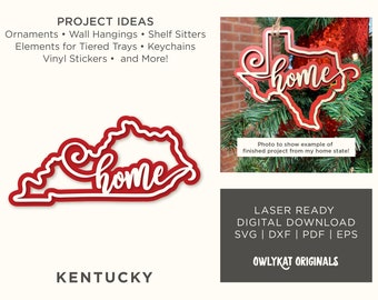 Kentucky | Home | Sign | Ornament | Laser Cut | Digital File | SVG | Instant Download | Glowforge