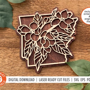 Flor de maçã do Arkansas SVG | Flor SVG | Arquivo de corte a laser | Ornamento de Arkansas de <br> Entrega Rápida? Arquivo de corte de Arkansas | Forja Brilhante | Cricut | Silhueta