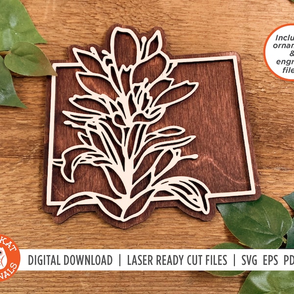 Wyoming Indian Paintbrush SVG | Flower SVG | Laser Cut File | Wyoming Ornament | Wyomins Cut File | Glowforge | Cricut | Silhouette