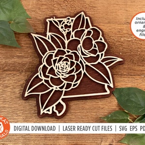 Alabama Camellia | State Flower | Ornament | Sign | SVG Laser Cut File | Digital Download