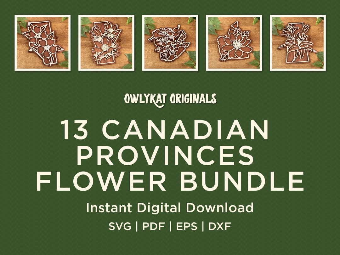 13 Canadian Provinces Flower Bundle Digital Files Instant Download SVG