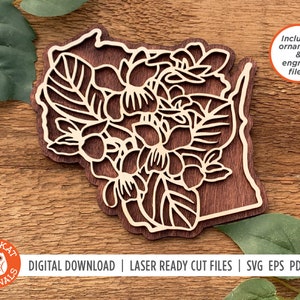 Wisconsin Madera Violeta SVG / Flor SVG / Archivo de corte láser / Adorno de Wisconsin / Archivo de corte Wisconsin / Glowforge / Cricut / Silueta