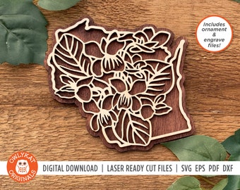 Wisconsin Holz Veilchen SVG | Blumen SVG | Laser-Schnitt-Datei | Wisconsin Ornament | Wisconson Cut File | Glühschmiede | Cricut | Silhouette