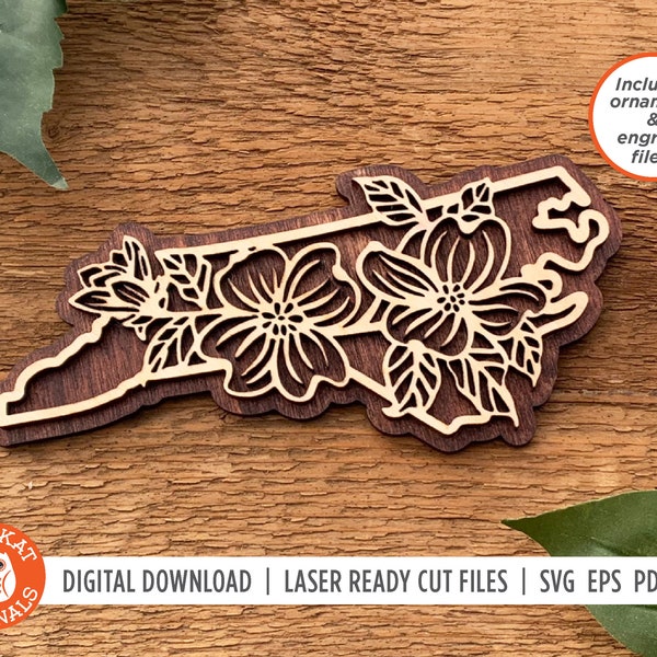 North Carolina Dogwood SVG | Flower SVG | Laser Cut File | State SVG | North Carolina Ornament | Glowforge | Cricut | Silhouette