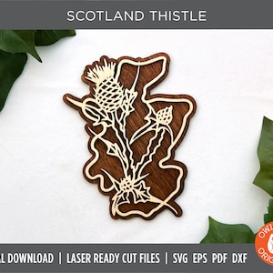 Schottische Distel | Schottland Wandschild | Schottland Ornament | Schottland Laser Cut SVG | Schottland Glowforge SVG | Blumen SVG