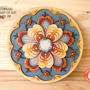 Gelaagde Rosemal-svg | Rosemal bord | Houten Rosemal-teken | Mandala-svg | Laser-svg | Lasergesneden bestand | Gloedforge
