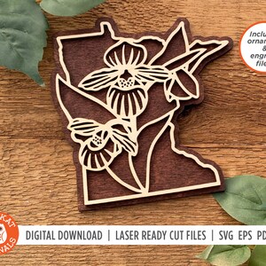 Minnesota Frauenschuh SVG | Blumen SVG | Laser-Schnitt-Datei | Zustand SVG | Minnesota Ornament | Glühschmiede | Cricut | Silhouette
