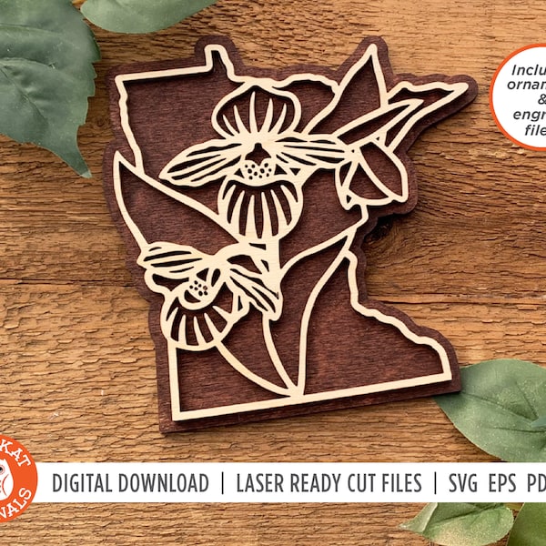 Minnesota Lady's Slipper SVG | Flower SVG | Laser Cut File | State SVG | Minnesota Ornament | Glowforge | Cricut | Silhouette