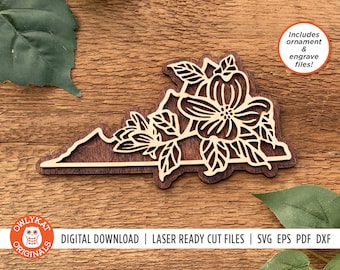 Virginia Dogwood | State Flower | Ornament | Sign | SVG Laser Cut File | Digital Download