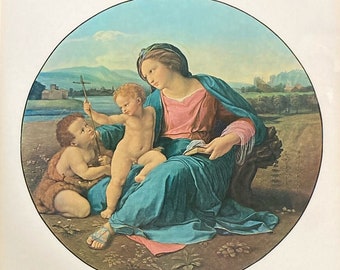 Vintage The Alba Madonna by Raphael Print on Plaque