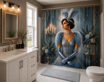 1920s Art Deco Shower Curtain | Flapper Glamour Bathroom Decor