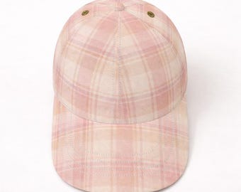 Loved Designer Baseball Cap | Soft Plaid, Blush & Black Quiet Affirmation Hat