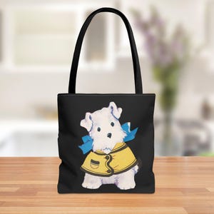 Vintage Bitsy Puppy Tote Bag | Retro Dog Lover&#39;s Gift | Durable Canvas Tote for Everyday Use | Cute Dog Illustration Bag | Eco-Friendly