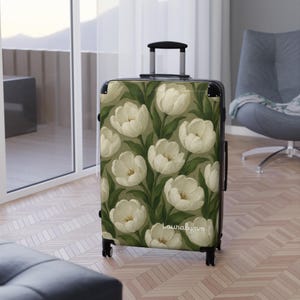 Ivory Tulip Personalized Luggage, Elegant Floral Luggage, Travel Bag, Spring Break Accessories, Vacation Essentials, Carry-on Case