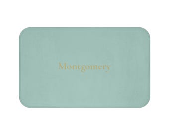 Personalized Tiffany Blue Luxury Memory Foam Monogram Bath Rug | Custom Bathroom Decor | Elegant Spa Bathroom Gift