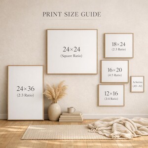 Gallery wall display of Print size guide