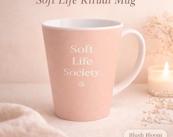 Taza de café con leche Blush Bloom de Soft Life Society / Taza de cerámica estilo cafetería de 355 ml