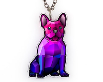 CLEARANCE - Geometrische Franse Bulldog - Aquarel Splash Frenchie Tattoo Ketting