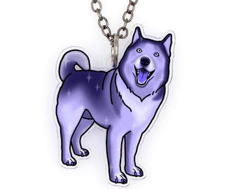 CLEARANCE - Husky Alaskan Malamute in Night Sky Aquarel Splash Tattoo Ketting