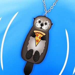 CLEARANCE Sea Otter with Pizza Necklace image 1