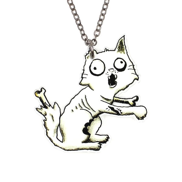 CLEARANCE - Zombie Kitty Necklace - Cute Undead Cat