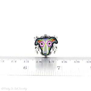 CLEARANCE Greyhound Whippet Day of the Dead Sugar Skull Dog Adjustable Ring image 4