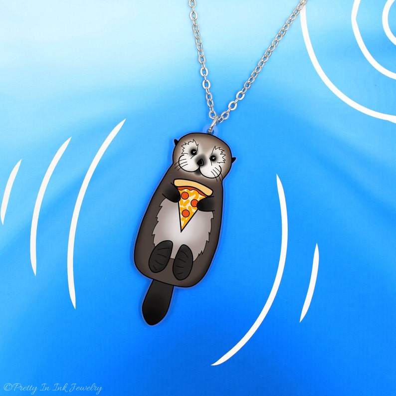 CLEARANCE Sea Otter with Pizza Necklace image 1