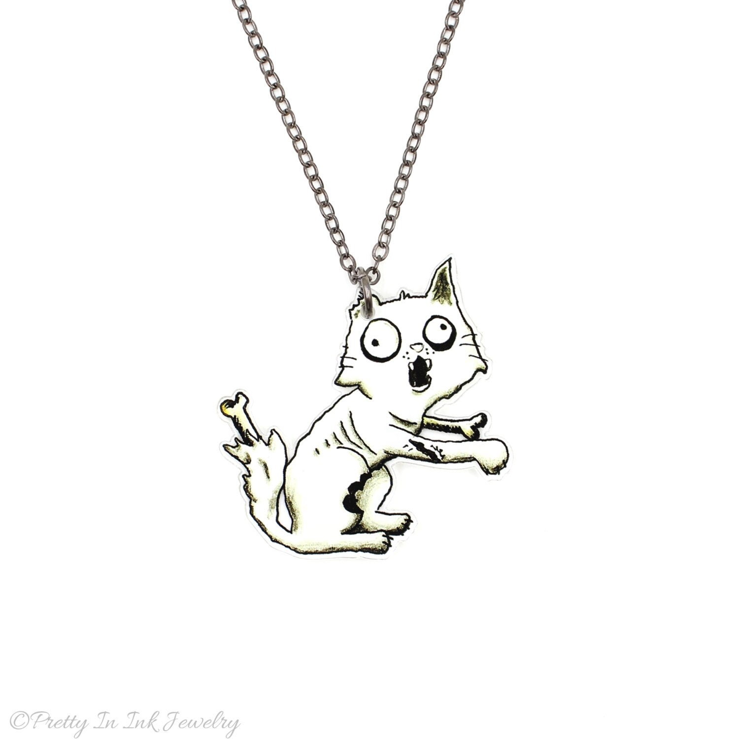 Zombie Kitty Necklace - Cute Undead Cat