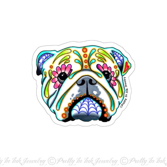 Day of the Dead Boston Terrier Sticker Sugar Skull Dog Decal Muertos Calavera