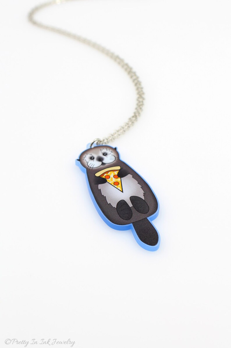 CLEARANCE Sea Otter with Pizza Necklace image 3