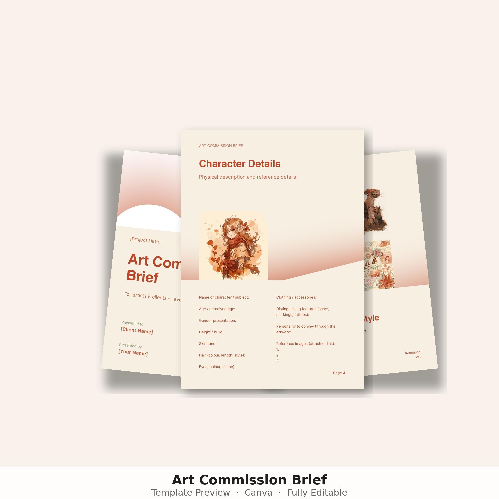 Custom Order Intake Form for Etsy Sellers | Commission Brief Template ...